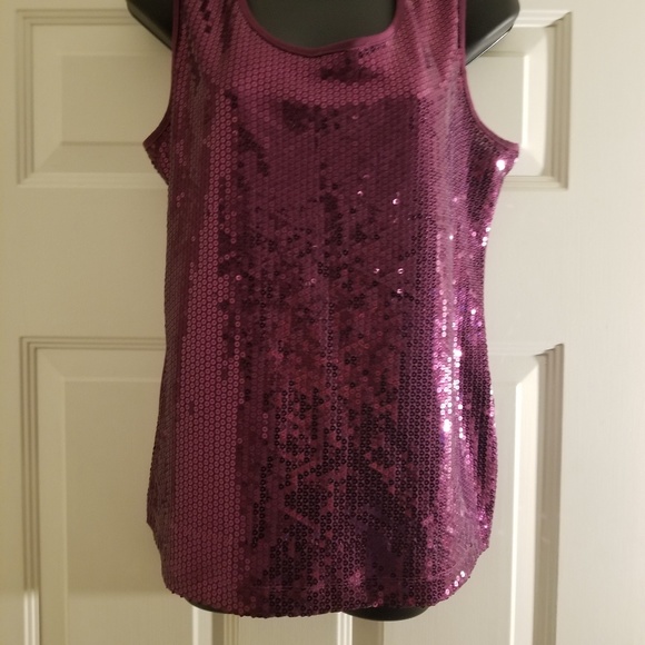 Sequined Sleeveless Purple Top - Picture 2 of 3